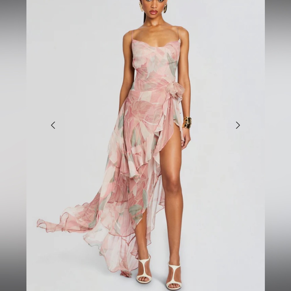 Retrofete Pink Asymmetrical Sundress with Slit